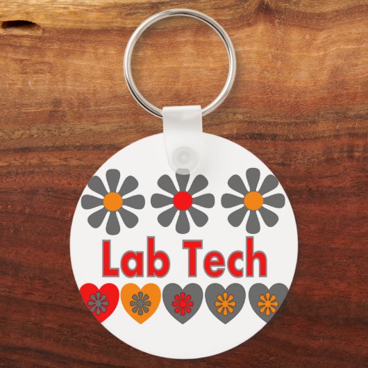Lab Tech RETRO bloemen Sleutelhanger (Voorkant)