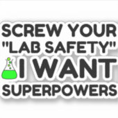LAB VEILIGHEIDSWANG SUPERPOWERS STICKER (Voorkant)