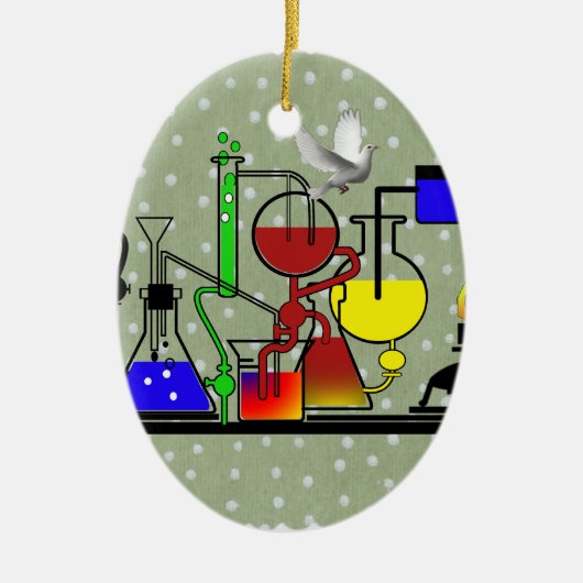 LAB WARE - LABORATORIUMGLASSWARE - WETENSCHAPPELIJ KERAMISCH ORNAMENT (Voorkant)