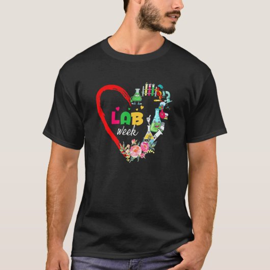 Lab Week 2022 Laboratory Tech Heart Technoloog T-shirt (Voorkant)