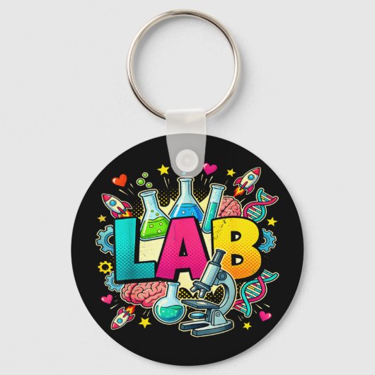 Lab week 2026 technisch laboratorium wetenschapper sleutelhanger (Voorkant)