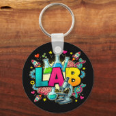 Lab week 2026 technisch laboratorium wetenschapper sleutelhanger (Voorkant)