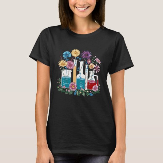Lab Week Floral Chemistry – Fun Science T-shirt (Voorkant)