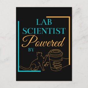 LAB WETENSCHAPPER AANGEDREVEN DOOR KATTEN EN COFFI BRIEFKAART