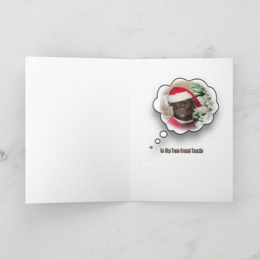 Lab wil twee voorste tanden feestdagen kaart (Binnen)