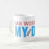 LAB WORK IS IN MIJN DNA-KOFFIE-MOK KOFFIEMOK (Voorkant links)