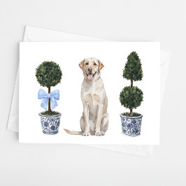 Lab - Yellow Lab Waterverf Hond Puppy Chinoiserie Kaart