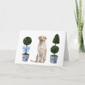 Lab - Yellow Lab Waterverf Hond Puppy Chinoiserie Kaart (Voorkant)