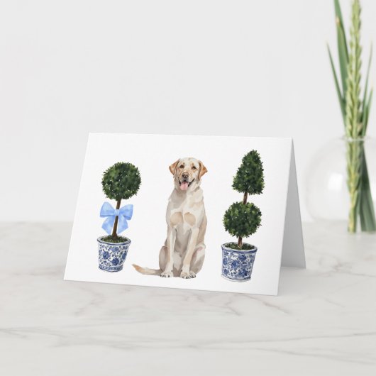 Lab - Yellow Lab Waterverf Hond Puppy Chinoiserie Kaart (Voorkant)