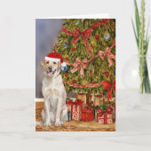 Lab - Yellow Lab Waterverf onder de kerstboom Kaart (Voorkant)