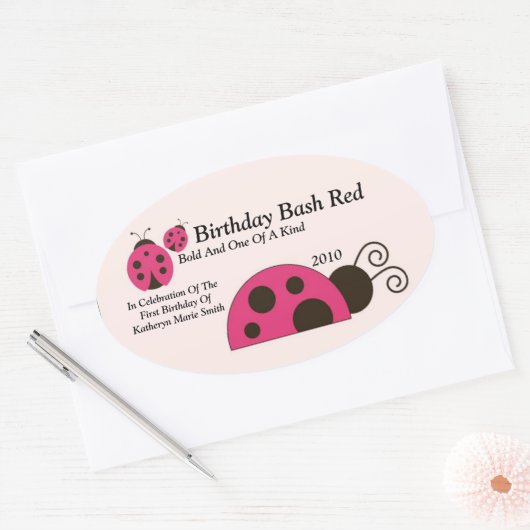 Labdybug Wijnetiket Ovale Sticker (Envelop)