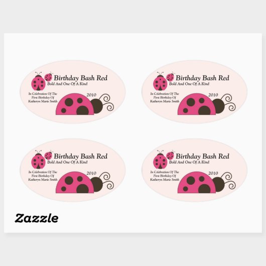 Labdybug Wijnetiket Ovale Sticker (Vel)