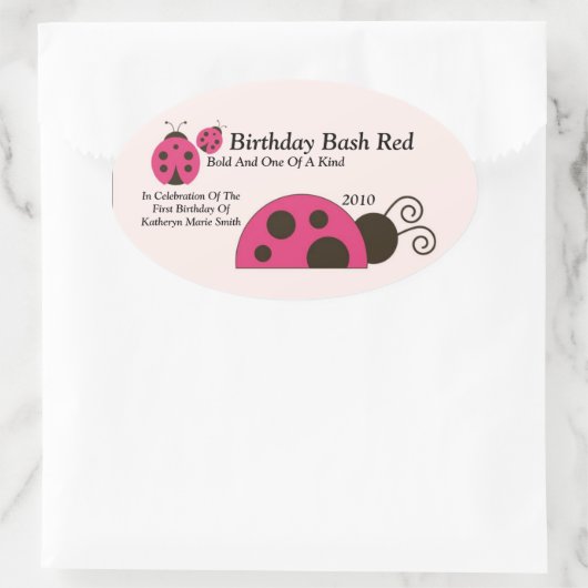 Labdybug Wijnetiket Ovale Sticker (Tas)