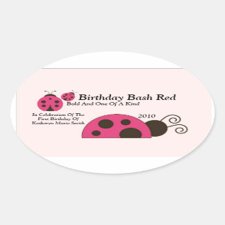 Labdybug Wijnetiket Ovale Sticker