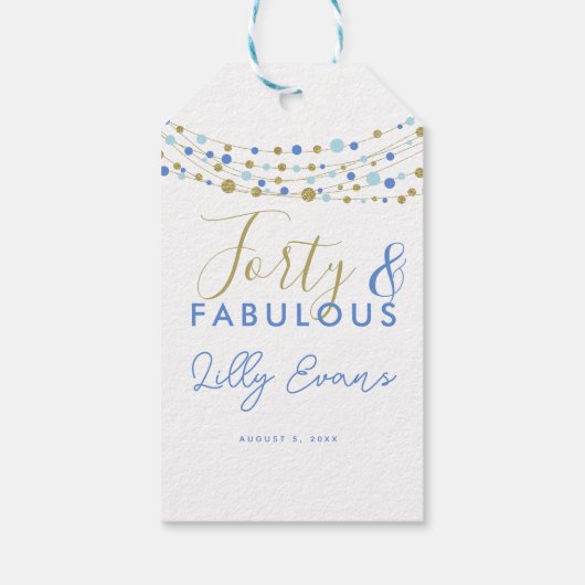 label Aangepast verjaardagsfeestje, glitter en bla Cadeaulabel (Achterkant)