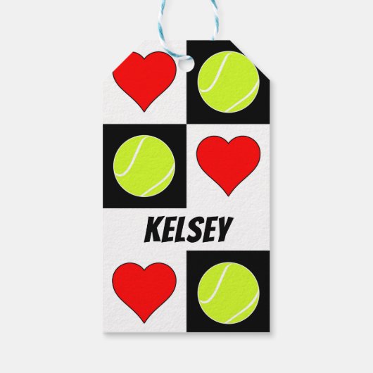 Label Aangepaste naam voor Tennis Player of Text C Cadeaulabel (Achterkant)