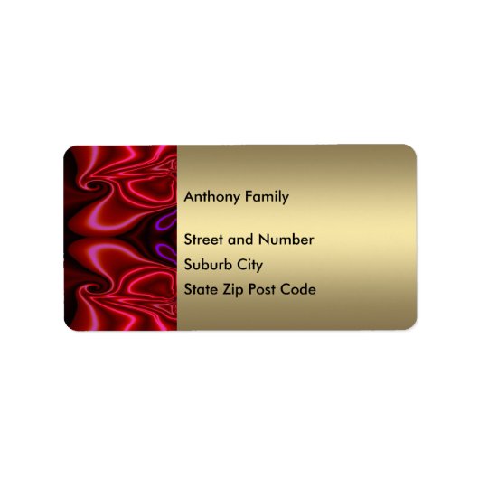 Label Abstract Faux Silk Rood Paarse op Goud (Voorkant)