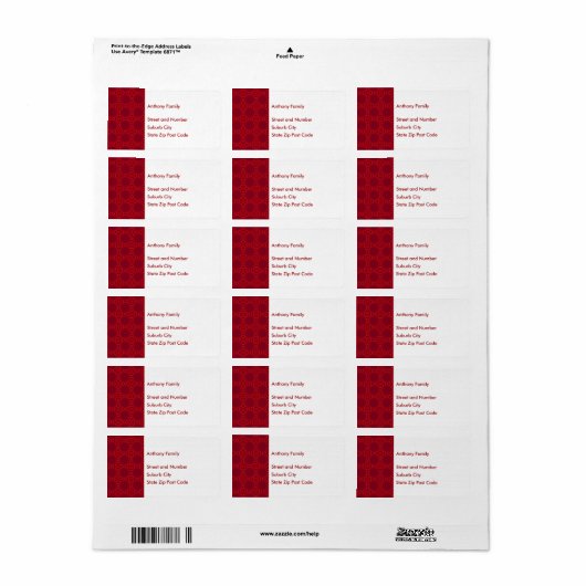 Label Abstracte rode cirkels patroon op wit (Full Sheet)