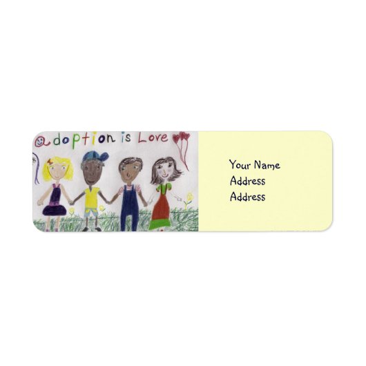 Label, adoptie is liefde tekenen etiket (Voorkant)