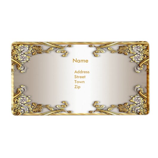 Label Adres Elegant Goud Crème (Voorkant)