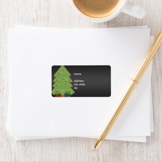 Label Adres Kerstboom op Zwart (Insitu)