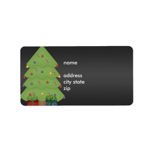Label Adres Kerstboom op Zwart (Voorkant)