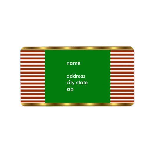 Label Adres Rood Wit Streep Gouden Rand (Voorkant)
