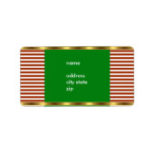 Label Adres Rood Wit Streep Gouden Trim (Voorkant)