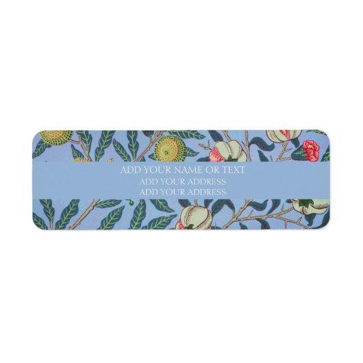 LABEL ADRES TERUGKEREN : WILLIAM MORRIS POMEGRANAT (Voorkant)