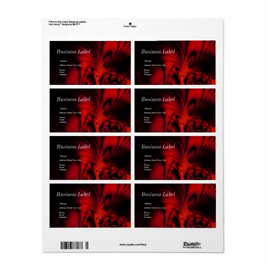 Label Adres Zakelijk Abstract Rood Zwart (Full Sheet)