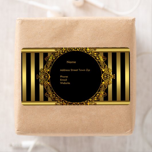 Label Adres Zwart Gouden Streep (Insitu)