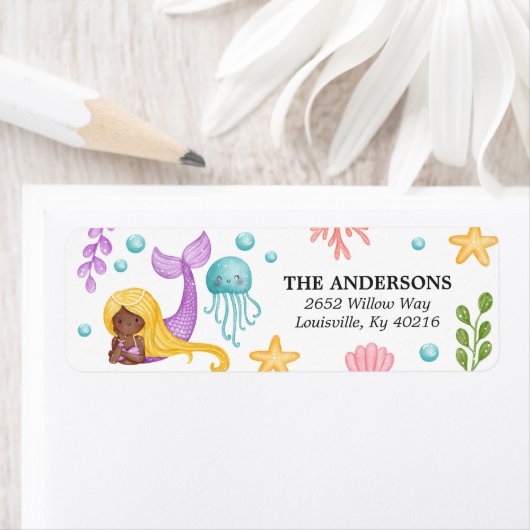 Label Afrikaans mermaid Ocean Return-adres (Insitu)