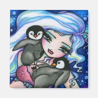 "Label Alangen" Zeemeermin Baby pinguins Fantasy F Magneet