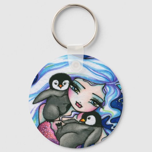 "Label Alangen" Zeemeermin Baby pinguins Fantasy F Sleutelhanger (Voorkant)
