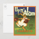 label Art boxing Rabbit, boven op Atom Carrots Briefkaart (Voorkant / Achterkant)