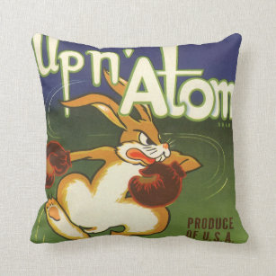  label Art boxing Rabbit, boven op Atom Carrots Kussen
