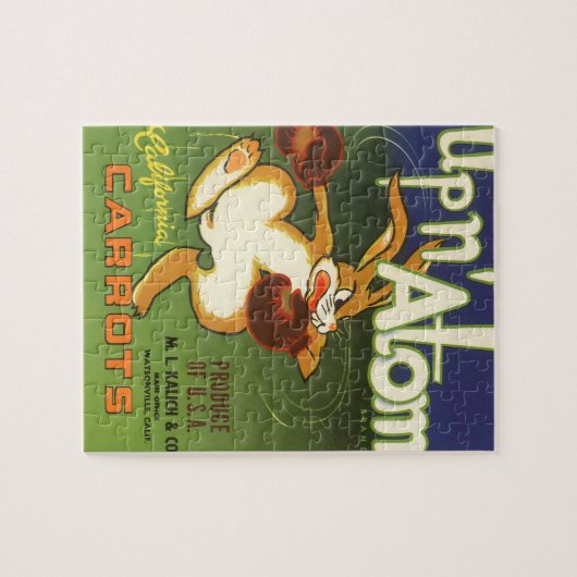 label Art boxing Rabbit, boven op Atom Carrots Legpuzzel (Horizontaal)