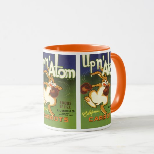 label Art boxing Rabbit, boven op Atom Carrots Mok (Voorkant rechts)
