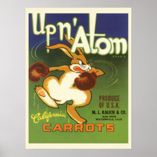 label Art boxing Rabbit, boven op Atom Carrots Poster