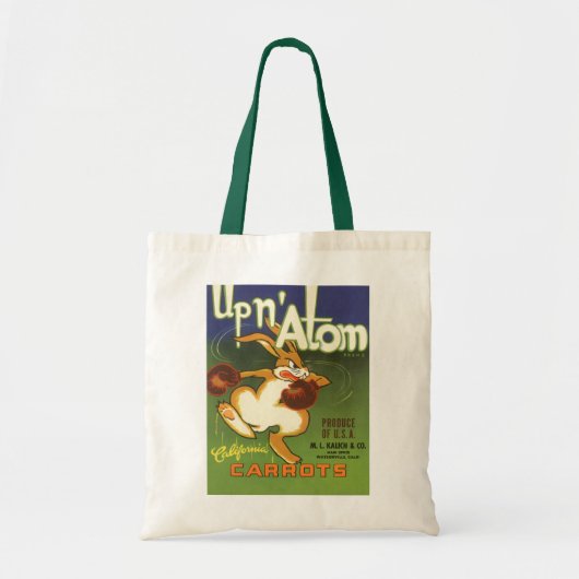  label Art boxing Rabbit, boven op Atom Carrots Tote Bag (Voorkant)
