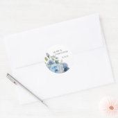 Label 'Bewaar de datum', Blauwe bloemendesign (Envelop)