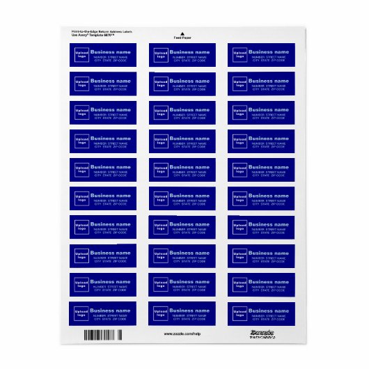Label blauw bedrijfsretouradres (Full Sheet)
