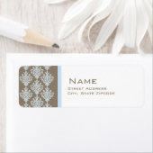 Label blauw en bruin Damask-retouradres (Insitu)