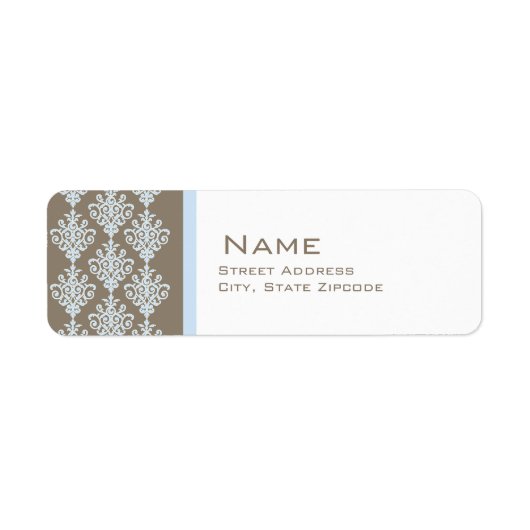 Label blauw en bruin Damask-retouradres (Voorkant)