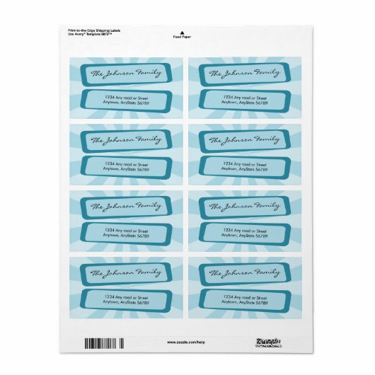 Label blauw Ray-adres (Full Sheet)