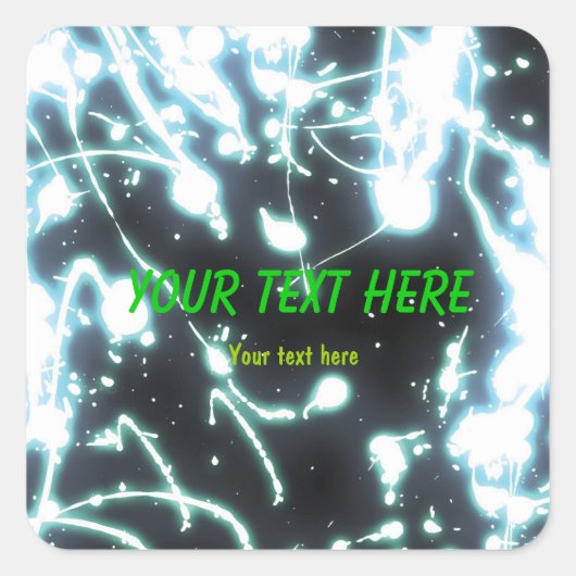 label blauwe neon glow stick party sticker (Voorkant)