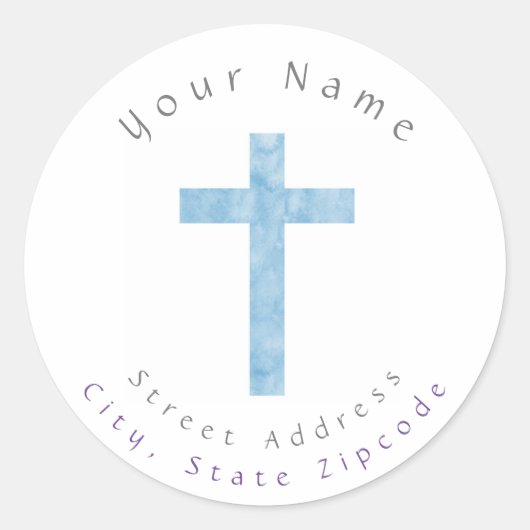 Label 'Blue Abstract Waterverf Cross'-adres (Voorkant)