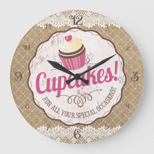  label burlap-bakkerkkeuken grote klok (Voorkant)