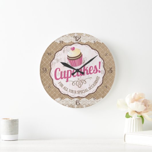 label burlap-bakkerkkeuken grote klok (Huis)