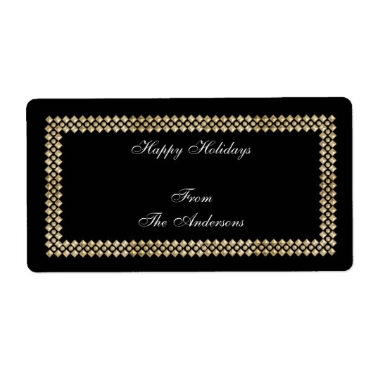 Label Cadeau Sticker Gouden Rand op Zwart (Voorkant)